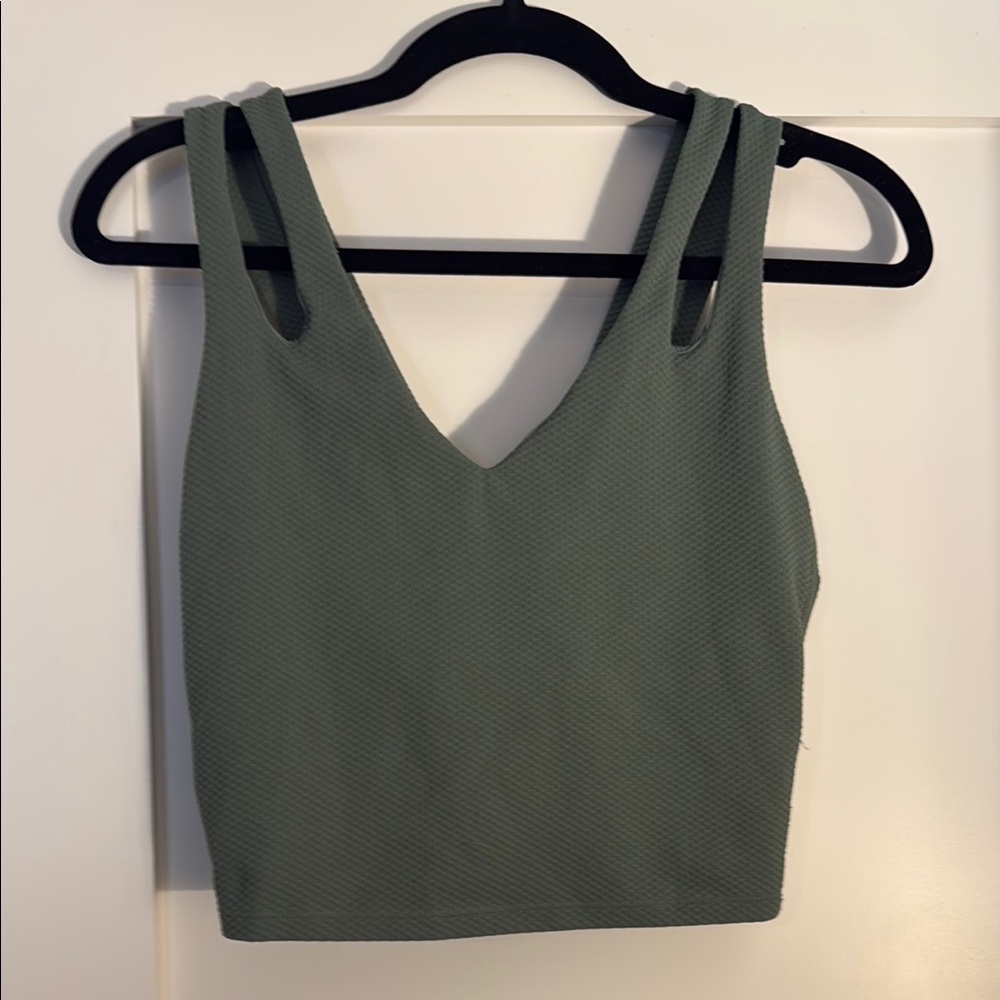 Beach Riot Green Fitted Crop Tank Top